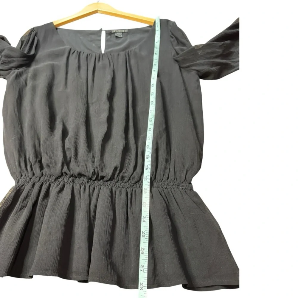 St. John Silk Peplum Long Sleeve Blouse size 12